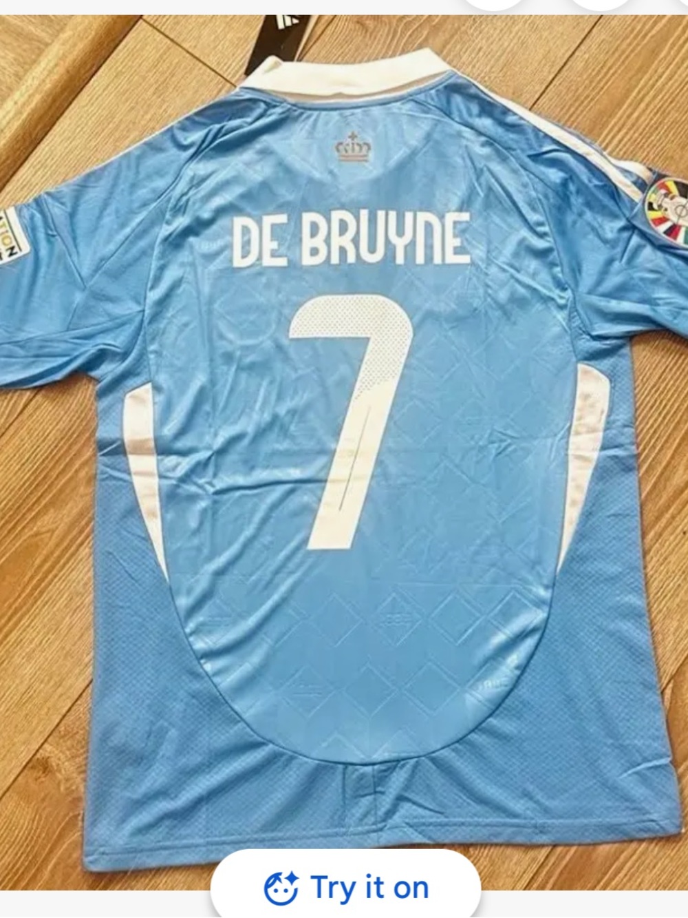 adidas Light Blue and White Belgium #7 Soccer Jersey